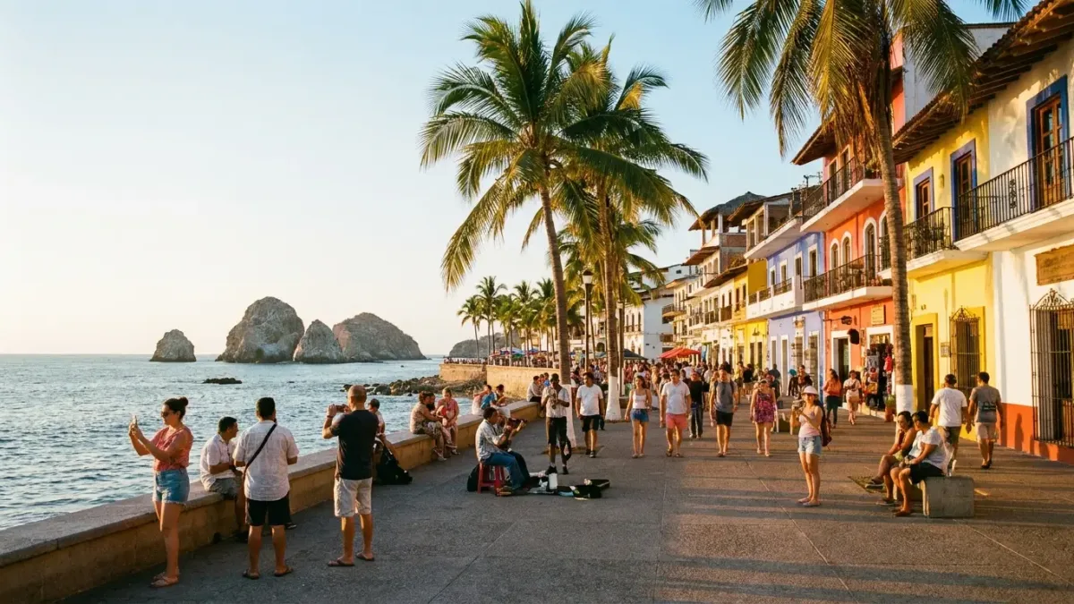 Puerto Vallarta Malecón at golden hour